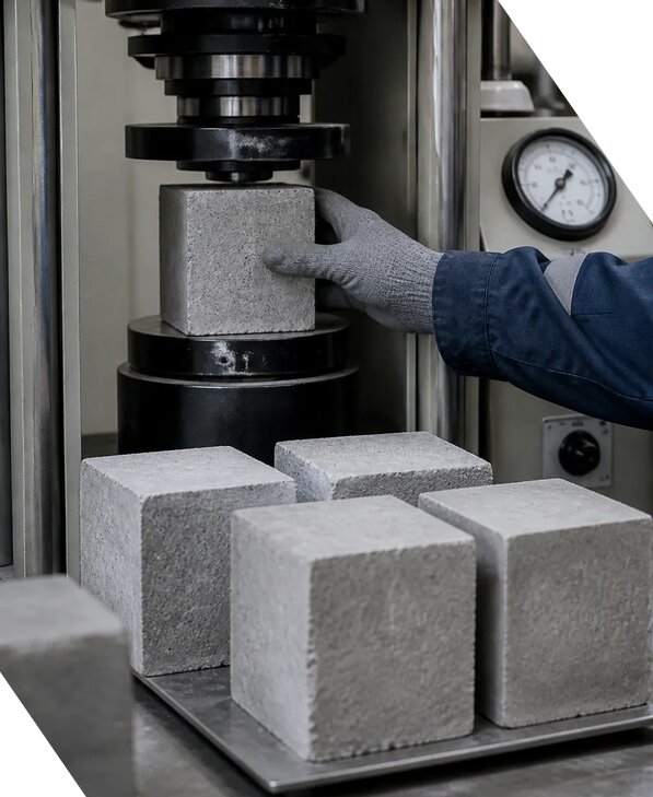 Лабораторное испытание бетонных кубиков на прочность в Асбесте